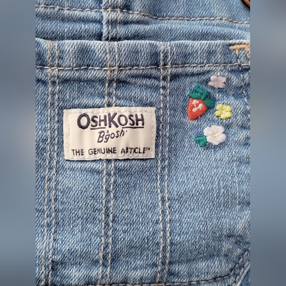 OshKosh Bgosh Vestbak Girls Light Overalls With Embroidered Flower Decor 4T - Picture 15 of 15